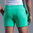 thumbnail image 4 of pstuiky Pantalones cortos para hombre, Pantalones cortos deportivos de algodón liso de tres puntos con cintura media y cordones para hombre Pantalones cortos de entrenamiento, 4 of 8