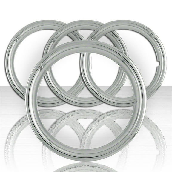 Set of Four 16" Polished Stainless Steel 1 1/2" Deep Wheel Trim Rings