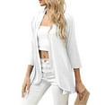 thumbnail image 2 of Coduop Women's Casual Open Front Cardigan Draped Ruffled 3/4 Sleeve Cardigan Thin Outwear, 2 of 6