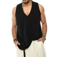 thumbnail image 3 of MAWCLOS Mens Tank Tops Sleeveless Tee V Neck T-shirt Plain Running Solid Color Muscle Shirts Black L, 3 of 4