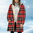 thumbnail image 4 of FDGIU Women's Plaid Flannel Sherpa Lined Hooded Shacket - Warm Jacket for Casual Outdoor Activities, 4 of 7