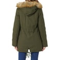 thumbnail image 3 of Chaqueta de parka de invierno para mujer INSPIRE CHIC, abrigo largo acolchado, cálido, a prueba de viento, con capucha de piel sintética, 2XL, verde ejército, 3 of 6