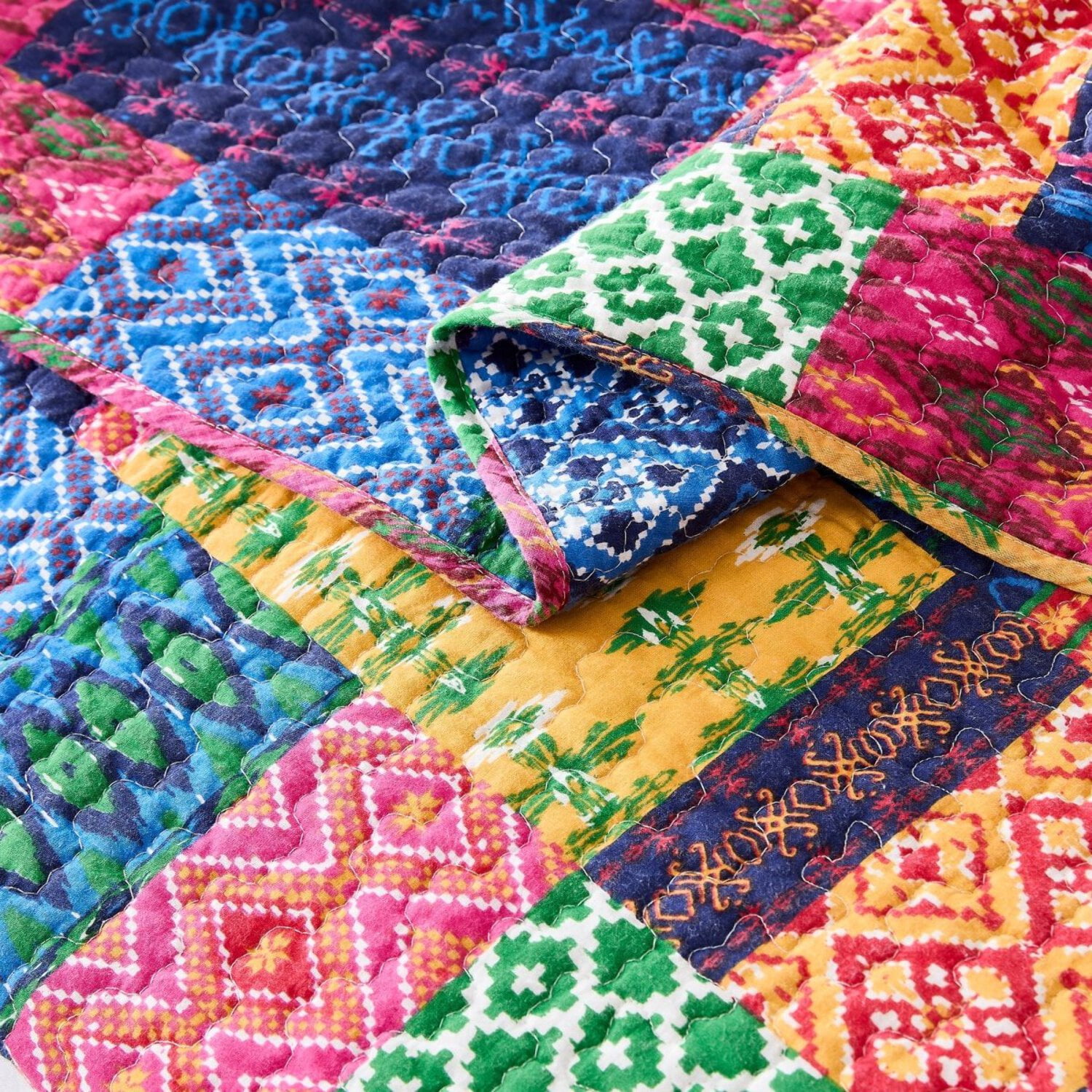 Lush Decor Misha Patchwork Cotton Reversible Quilt, Full/Queen