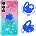 thumbnail image 2 of for Samsung Galaxy S25 Plus (Not S25)/ S24 Plus Quicksand Case with Ring Kickstand, Bling Cute Glitter Flowing Liquid Floating Sparkle Cover for Samsung Galaxy S25 Plus. JB-Pink Green, 2 of 14