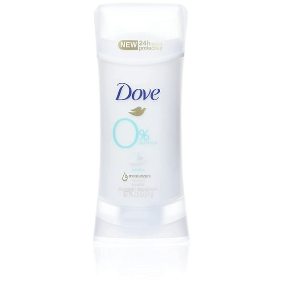Dove 0% Aluminum Women's Sensitive Deodorant Stick, 2.6 oz