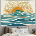 thumbnail image 2 of Creowell Ocean Sunrise Wall Tapestry Waves Mid Century Modern Style Tapestry Wall Hanging Wall Art Home Decor for Bedroom,Living Room,Dorm Decor 50x40inch, 2 of 6