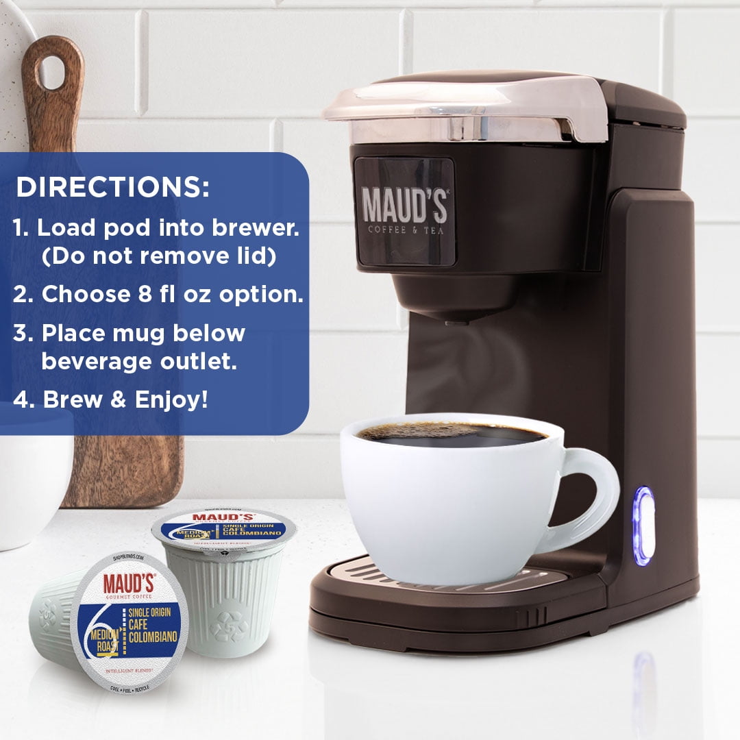 Maud's Colombian Coffee Pods, 50 ct, Single Origin, Medium Roast Coffee in Single Serve Pods – 100% Arabica Beans, Compatible with Keurig K Cups Maker