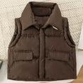 thumbnail image 2 of SuTry Kids Stand Collar Vest Thermal Fall Winter Fleece-Lined Puffer Vest Everyday Outerwear Sleeveless Jacket for Children 4-10 Years(Coffee,11 Years), 2 of 6