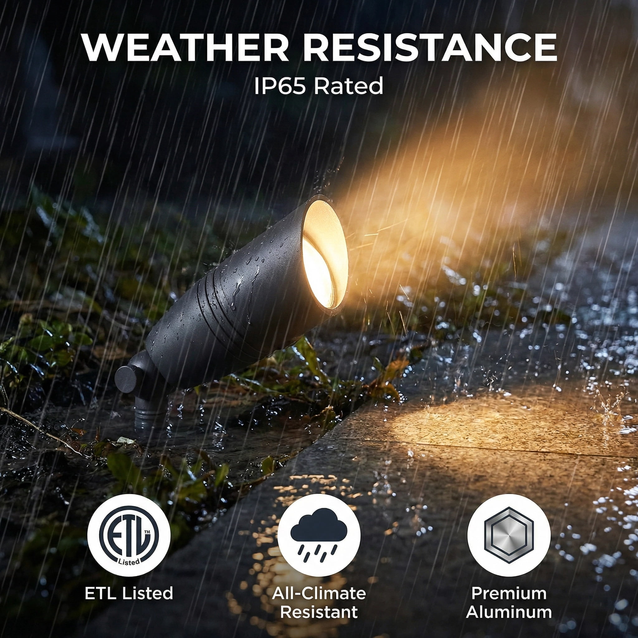 LNC 6W Solid Black LED Outdoor Spotlight 2700K Warm White 490 Lumens for Low Voltage Landscape Lighting of Yard, Lawn, Garden, Patio, Trees & House
