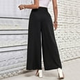 thumbnail image 3 of Boho Wide Leg Pants for Women Simple Solid High Waist Palazzo Pants Flowy Trendy Summer Trousers for Party Dating, 3 of 6