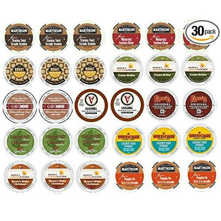 30 Winter Variety K Cup Pack - Includes Santa's White Christmas, Italian Rum, Maple Sleigh, Winterfest, Tiramisu, Creme Brulee, Chocolate Mint and