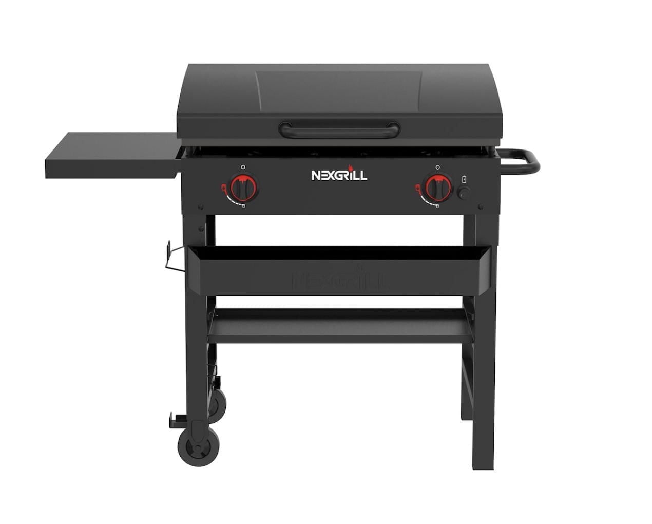 Daytona 2-Burner Propane BBQ Gas Griddle in Black with Hinged Lid