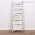 thumbnail image 2 of Milltown Merchants Distressed Ladder Shelf - Rustic Leaning Bookshelf - White, 2 of 5