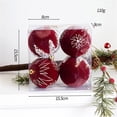 thumbnail image 2 of 4 Pcs Boules de Sapin de Noël Ornements Perles Floquées Ensemble de Boules de Noël Boules Rouges Incassables Décoration d'Arbre Suspendu, 2 of 6