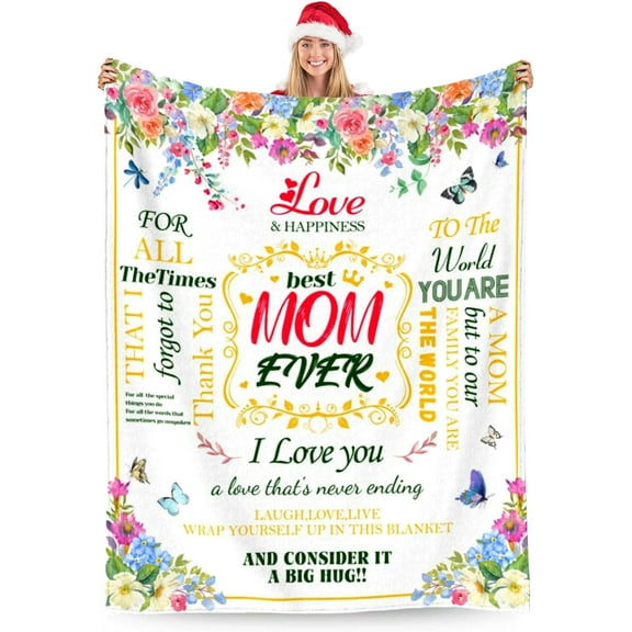 LHSHID Mom Blanket for Mother's Day Birthday Gift Blanket for Mom from Daughter&Son Sweet I Love You Blanket to Mom Super Soft Flannel Throw Blankets for Christmas Valentines Day 30"x40"