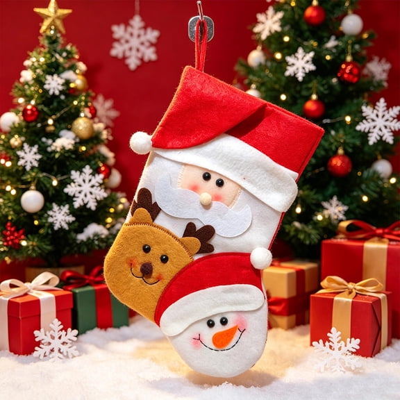 2 Pack Christmas Stockings Ornaments, Santa Snowman Reindeer Xmas Hanging Decorations, Mini Fireplace Mantel Tree Decor, Holiday Party Gift