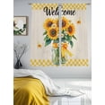 thumbnail image 2 of Spring Sunflower Sheer Curtains for Living Room Bedroom Yellow Butterfly Plaid Beige Vintage Sheer Curtains 72 Inch Long 2 Panels Set Light Filtering Curtain Window Treatments Drapes for Dining Room, 2 of 6