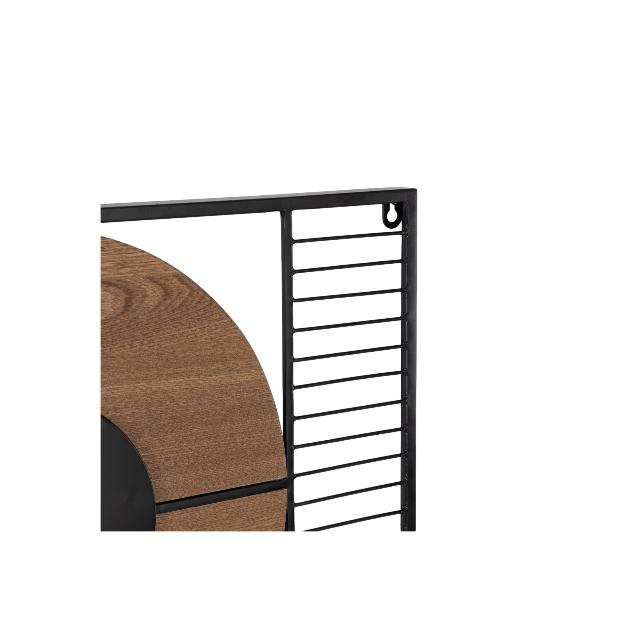 DecMode Black Metal Geometric Wall Decor with Brown Wooden Shapes