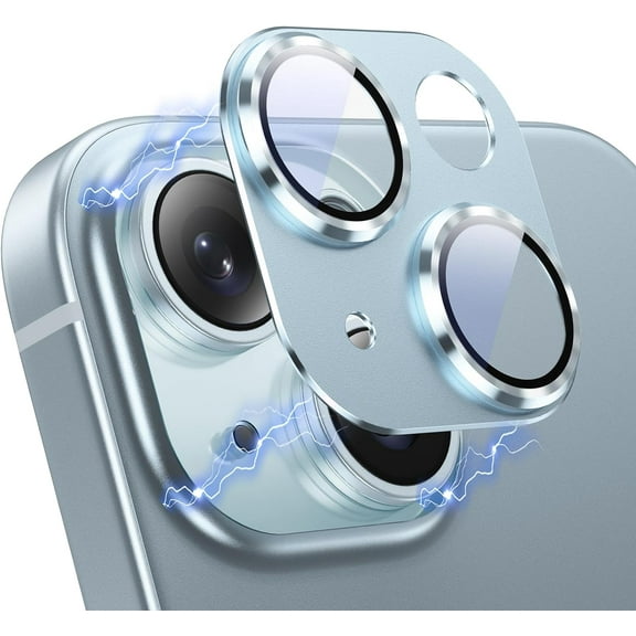 for iPhone 15/iPhone 15 Plus Camera Lens Protector,9H Metal Tempered Glass Camera Cover Scratch Resistant Case Friendly for iPhone 15 6.1" -Blue