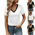 thumbnail image 2 of ShiShine Womens V Neck Short Sleeve Pleated T Shirts Summer Tops Fashion Casual Tunic Blouse Elegant Work Office Blouse, 2 of 7