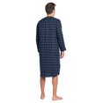 thumbnail image 4 of Ashford & Brooks Mens Flannel Plaid Long Sleep Shirt Henley Nightshirt - Black/Charcoal/Royal Blue - 2X-Large, 4 of 5