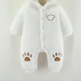 thumbnail image 5 of Baby Boy Girls Winter Warm Rompers Unisex Newborn Fleece Outfits Bodysuits Toddler Baby Boys Girls Color Plush Cute Bear Ears Winter Thick Keep Warm Jumpsuit Romper White 12-18 Months, 5 of 7