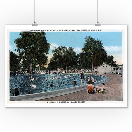 Excelsior Springs Missouri Swimming Pool Scene At Maurer Lake 9x12 Art Print Wall Decor Travel Poster Walmart Com Walmart Com