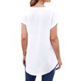 thumbnail image 4 of Femmes Zip V Cou avant Manches Courtes Scoop Ourlet Solide T-shirt, 4 of 4