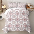 thumbnail image 2 of jejeloiu Boho Mandala Twin Quilt Set For Men Women,Geometric Pattern Twin Coverlet Set,White Red,2 Pieces, 2 of 7