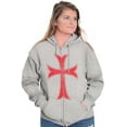 thumbnail image 4 of Medieval Knight Templar Christian Unisex Fleece Graphic Zip Up Hoodie Brisco Brands 2X, 4 of 5