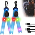 thumbnail image 1 of Blue 2 Pack Led School Bag Flashing Lights Reflector Lights With Colorful Light Usb Rechargeable Reflector Light For Jogging Hiking Running, 1 of 5
