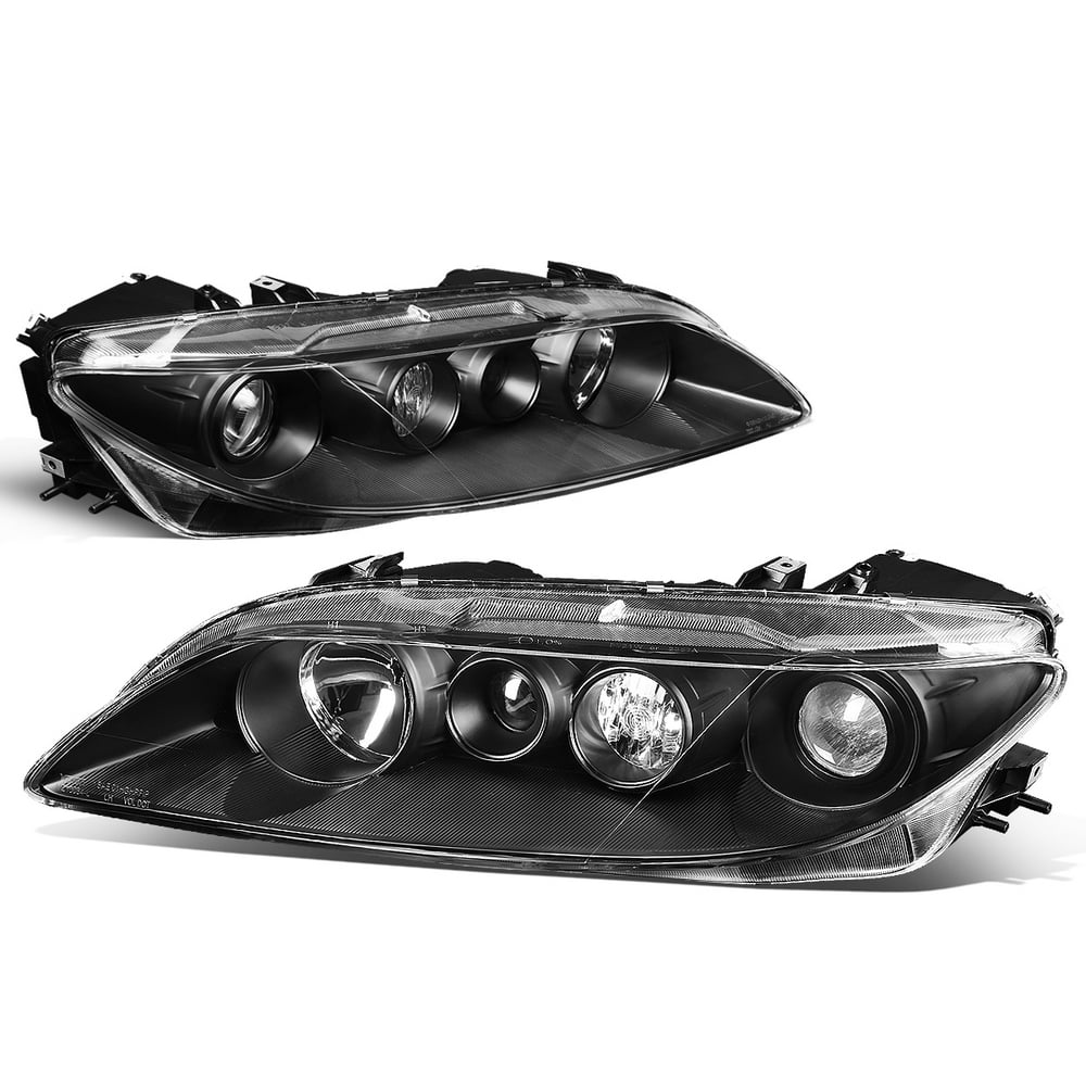 For 2003 to 2005 Mazda 6 Projector Headlight Black Housing Clear Corner