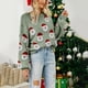 thumbnail image 2 of Suéter de punto navideño para mujer 2024, lindo suéter con cuello redondo y estampado de cabeza de Papá Noel, jersey de polar cálido para invierno, prendas de vestir para mujer, 2 of 5