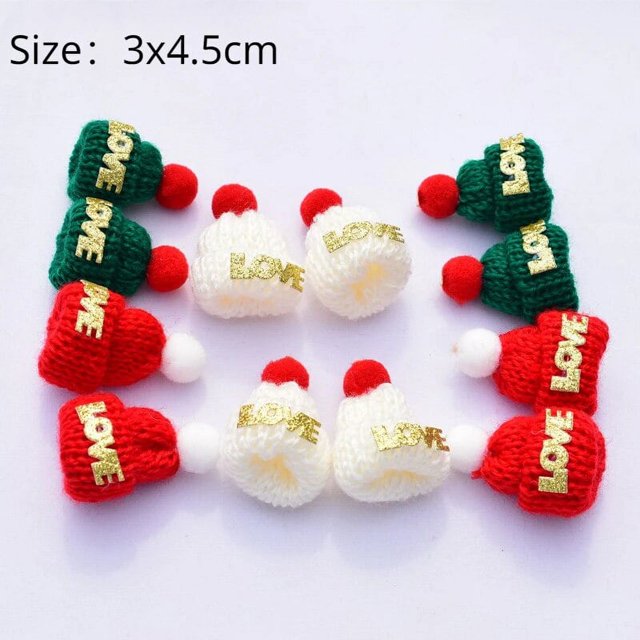 Mini gorro de Papá Noel, bufanda de Navidad, gorro nuevo, bufanda, piruleta, botella de vino, bricolaje, fiesta de Navidad, decoración de mesa de cena para el hogar, 10 Uds./20 piezas Uds., 2024