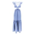 thumbnail image 2 of Pisexur Robe Sans Manches Col en V Imprimé Sans Manches Unie Décontractée Confortable Tunique Col en V Robe Mini Slim pour Femmes, 2 of 4