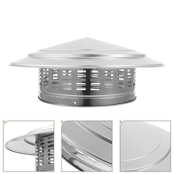 FRCOLOR Stainless Steel Chimney Cap 15 Inch Round Metal Cap for Roof Ventilation Rainproof Outdoor Cover