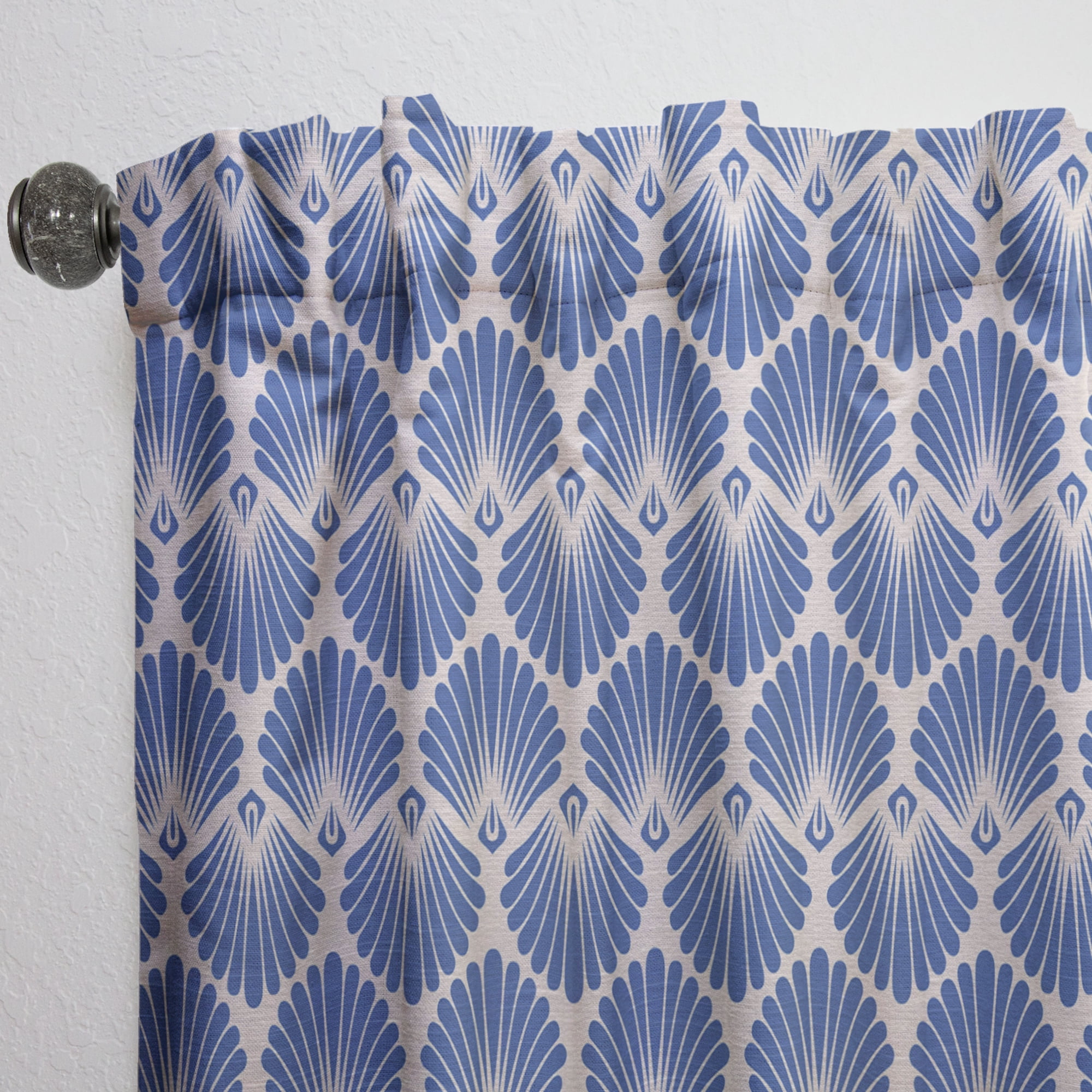 Designart 'Blue Waves Retro Pattern' Mid-Century Modern Curtain Panel