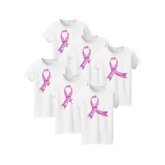 Awkward Styles Breast Cancer Awareness Women Shirt Support Ribbon Breast Cancer Awareness Pink Shirt for Ladies Cancer Shirt Set of 6 Set of 12 Set of 24