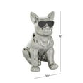 thumbnail image 3 of 6" x 12" Silver Ceramic Bulldog Sculpture with Sunglasses, by CosmoLiving by Cosmopolitan, 3 of 8