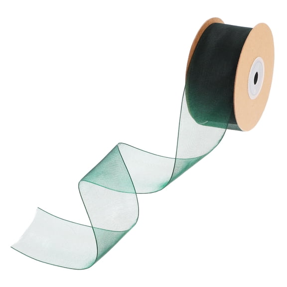 OULII Double-Sided Dark Green Sheer Organza Ribbon for Crafts, Holiday, Wedding, Wrapping and Party Decorations