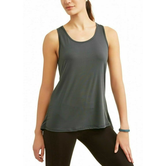 Cascade Blue Tank Top Women's Size S Charcoal Mesh Insert