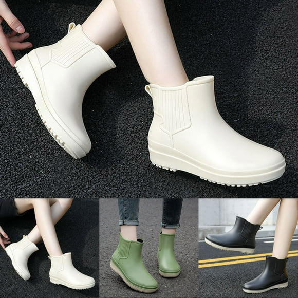 Short Rain Boots Women Slip Rain Shoes Korean Version Solid Color Short Tube Water Shoes Womens Rubber Boots Black 37