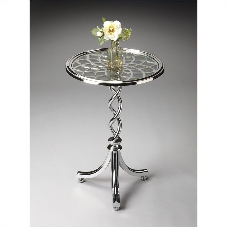 Butler Specialty Modern Expressions Glass Top Accent Table in Silver