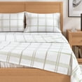 thumbnail image 2 of Great Bay Home Printed Flannel Sheet Set - 100% Turkish Cotton - Double Brushed - Full, Windowpane - Olive, 2 of 5