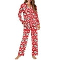 thumbnail image 4 of DISNIMO Santa Claus Printed Women Pajama Sets Long Sleeve Button Down Sleepwear with Long Pants Christmas 2 Piece Pj Lounge Sets Button Down Nightwear with Pockets, XS, 4 of 7