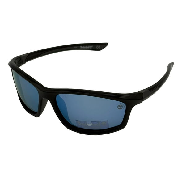Timberland Mens Shiny Black Rectangle, Plastic Wrap, Polarized Sunglas TB7149 1D