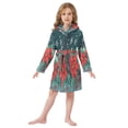 thumbnail image 6 of FORMRS Niños Bathrobe Unisex Hooded Robe Soft Plush Pajamas Sleepwear, Size 7-9T, Christmas Poinsettia, 6 of 7