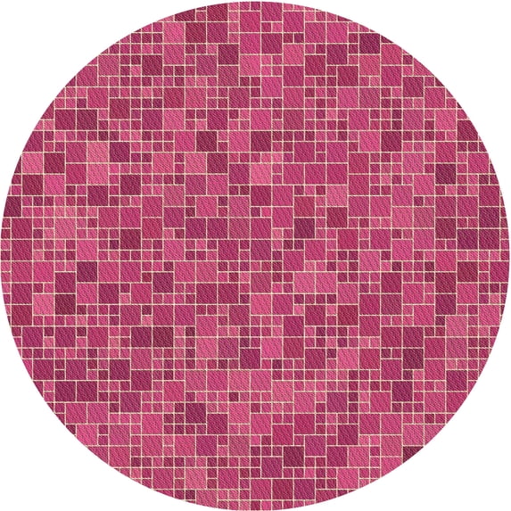 Ahgly Company Indoor Round Patterned Raspberry Red Area Rugs, 4' Round
