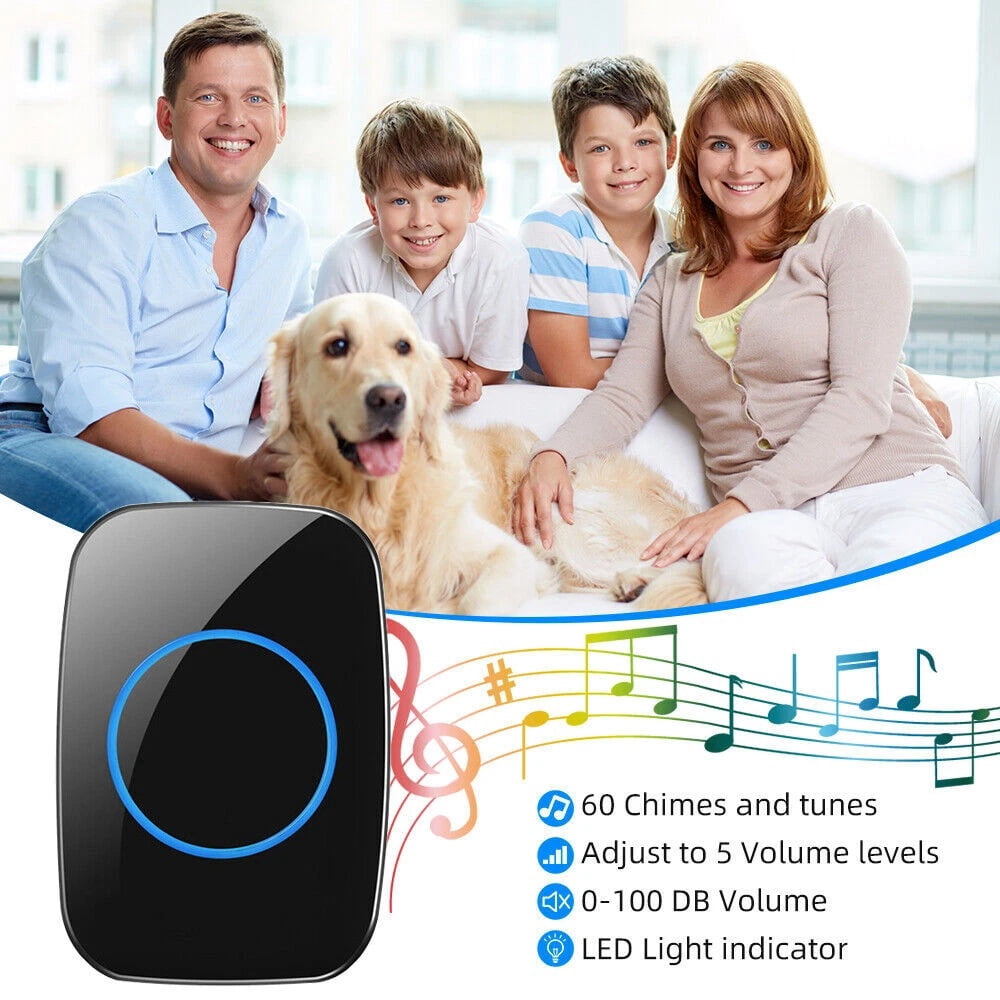 1000FT Wireless Doorbell Waterproof 2 Plugin Receiver Adjustable Volume 60 Chime