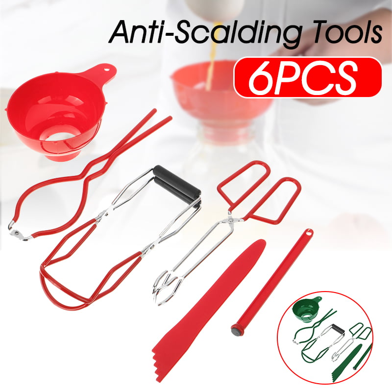 Canning Tool Set Tongs Jar Lid Lifter Wide Mouth Funnel Food Preservation 6 Pcs